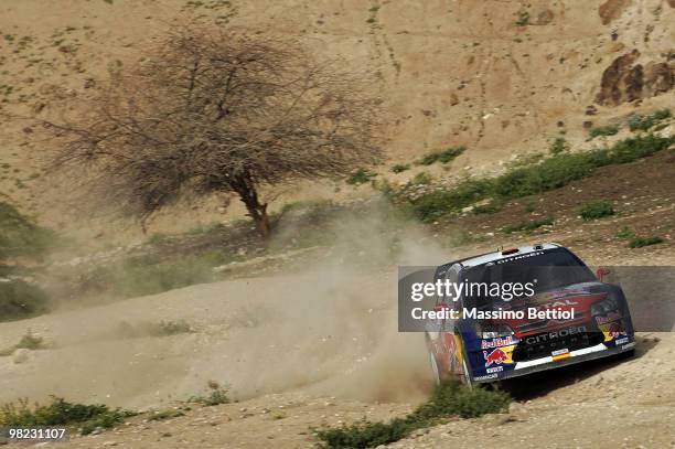 Daniel Sordo of Spain and Marc Marti of Spain compete in their Citroen C4 Total during Leg 3 of the WRC Rally Jordan on April 3, 2010 in Amman,...