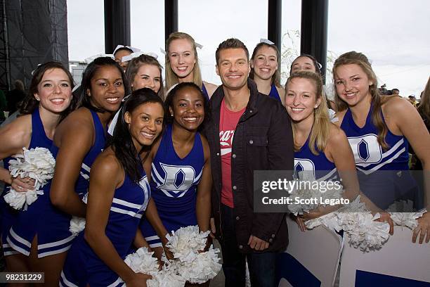 Ryan Seacrest with Duke University Cheerleaders backstage during day 2 of the NCAA 2010 Big Dance Concert Series>> at White River State Park on April...