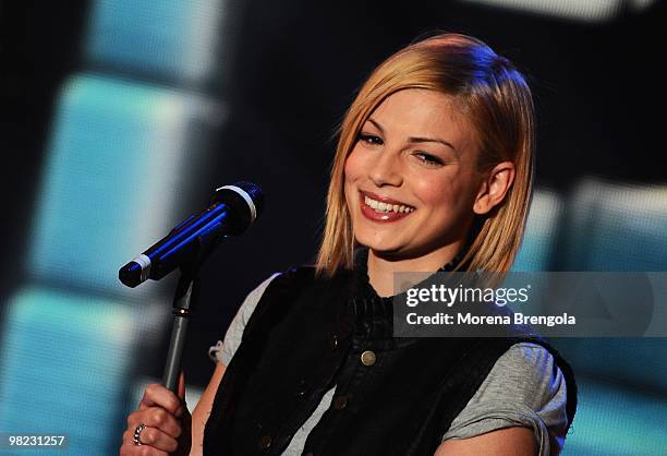 Emma Marrone appears on "Top of the Pops" television show on April 3, 2010 in Milan, Italy.