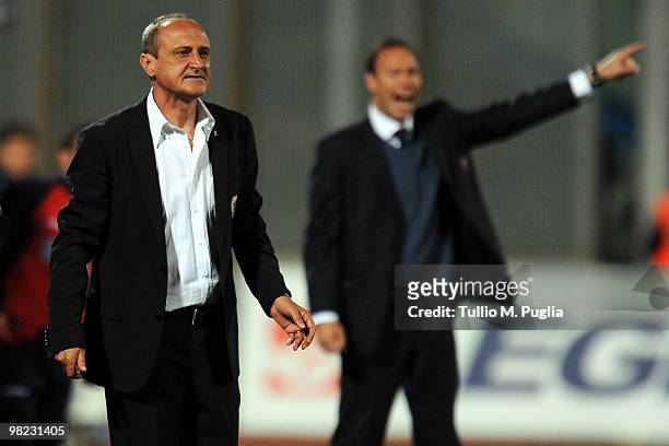 Delio Rossi coach of Palermo looks on during the Serie A match between Catania Calcio and US Citta di Palermo at Stadio Angelo Massimino on April 3,...