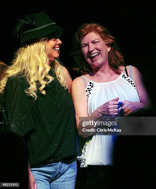 Cindy Wilson of The B-52's and Dana Downs perform at R.E.M.'s 30th Birthday Celebration at the Melting Point on April 2, 2010 in Athens, Georgia.