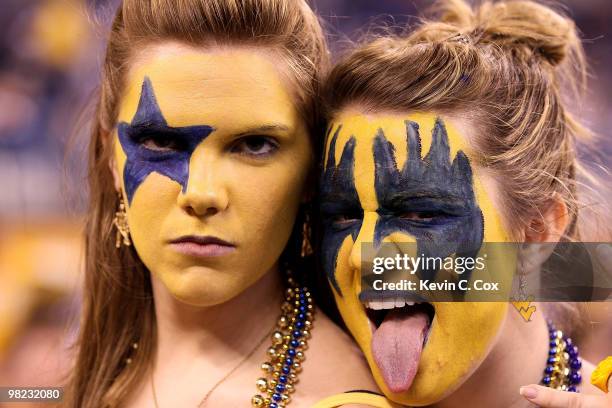 Fans of the West Virginia Mountaineers support their team against the Duke Blue Devils during the National Semifinal game of the 2010 NCAA Division I...