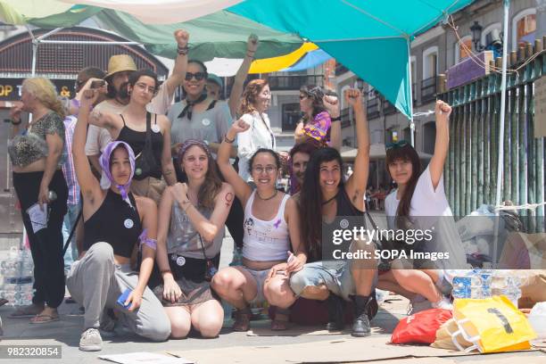Group of protesters camped at Puerta del Sol against patriarchal justice. After the great demonstration against the release of La Manada yesterday, a...