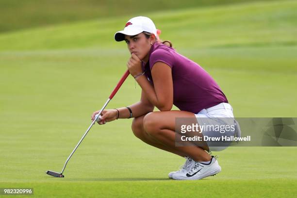 Maria Fassi of Mexico waits on the 15th green during the second round of the Walmart NW Arkansas Championship Presented by P&G at Pinnacle Country...