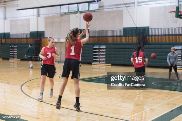 women's basketball practice - basketball blocking shot stock pictures, royalty-free photos & images