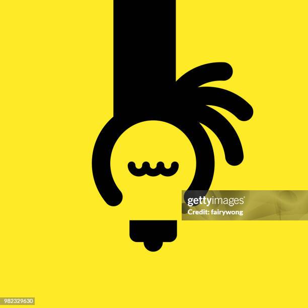 idee mit der menschlichen hand - glühfaden stock-grafiken, -clipart, -cartoons und -symbole