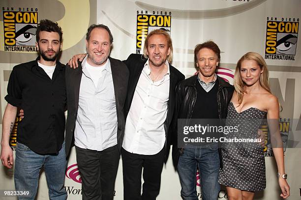 Jay Baruchel, Director Jon Turteltaub, Nicolas Cage, Producer Jerry Bruckheimer and Teresa Palmer at 'The Sorcerer's Apprentice' Panel at WonderCon...