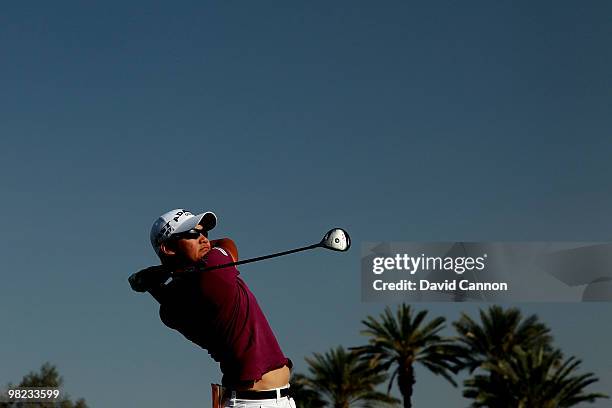Yani Tseng of Taiwan plays her tee shot at the 16th hole during the third round of the 2010 Kraft Nabisco Championship, on the Dinah Shore Course at...