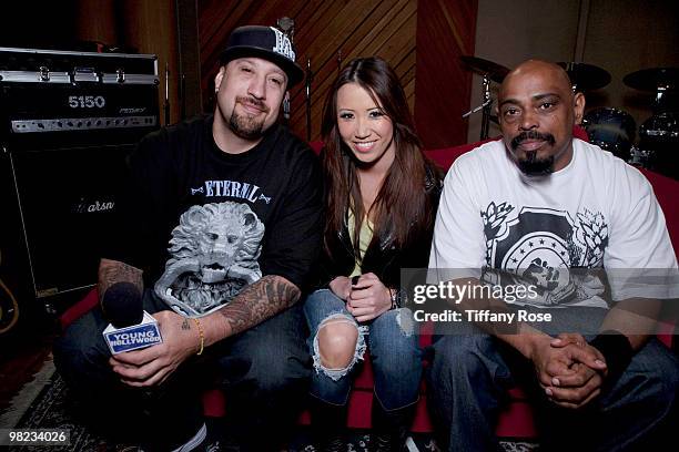 Real, Michelle Marie of Young Hollywood and Sen Dog attend Cypress Hill In Concert on April 2, 2010 in Los Angeles, California.