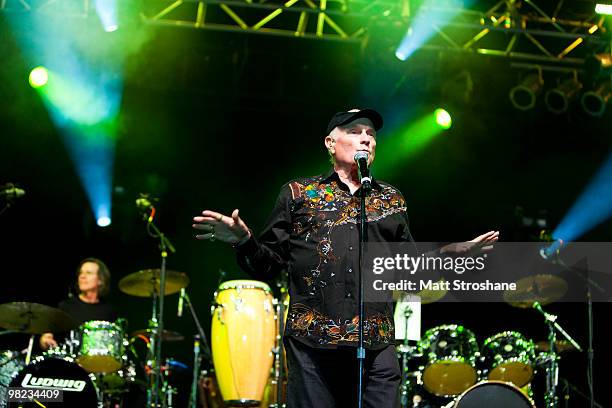 Mike Love of the Beach Boys performs at Universal Studios on April 3 in Orlando, Florida. The Beach Boys were performing as part of the Mardi Gras...