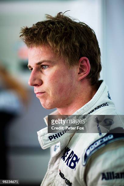 Nico Huelkenburg of Germany and Williams is seen during qualifying for the Malaysian Formula One Grand Prix at the Sepang Circuit on April 3, 2010 in...