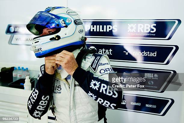 Rubens Barrichello of Brazil and Williams is seen during qualifying for the Malaysian Formula One Grand Prix at the Sepang Circuit on April 3, 2010...