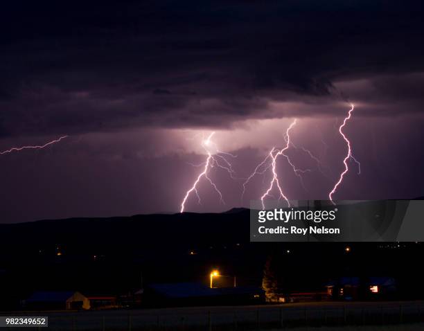 storm in the country - forked lightning stock pictures, royalty-free photos & images