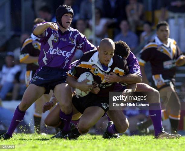 Tyran Smith of the West Tigers in action against the Melbourne Storm during the Round 5 NRL Match between the West Tigers and the Melbourne Storm at...