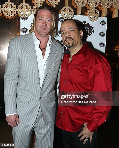 Jeremy Shockey and Ice-T attend Coco's birthday party at the Hudson Eatery on April 3, 2010 in New York City.