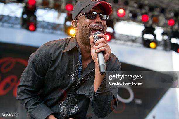 Darius Rucker performs during day 2 of the free NCAA 2010 Big Dance Concert Series at White River State Park on April 3, 2010 in Indianapolis,...