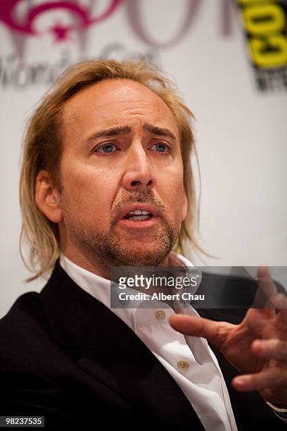 Actor Nicolas Cage attends "The Sorcerer's Apprentice" panel at the 2010 WonderCon - Day 2 at Moscone Center South on April 3, 2010 in San Francisco,...