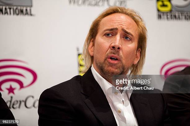 Actor Nicolas Cage attends "The Sorcerer's Apprentice" panel at the 2010 WonderCon - Day 2 at Moscone Center South on April 3, 2010 in San Francisco,...