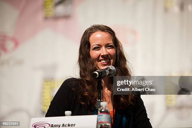 Actress Amy Acker attends the "Happy Town" panel at the 2010 WonderCon - Day 2 at Moscone Center South on April 3, 2010 in San Francisco, California.