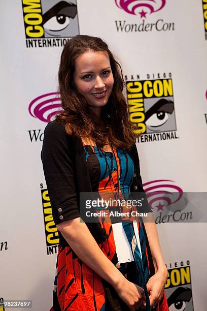 Actress Amy Acker attends the "Happy Town" panel at the 2010 WonderCon - Day 2 at Moscone Center South on April 3, 2010 in San Francisco, California.
