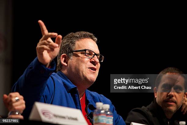 Actor Jeff Garlin and Director Lee Unkrich attends the "Toy Story 3" panel at the 2010 WonderCon - Day 2 at Moscone Center South on April 3, 2010 in...