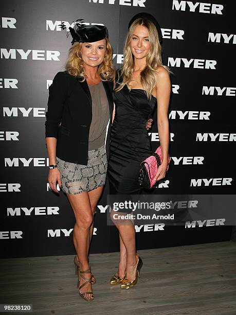 Sonia Kruger and Jennifer Hawkins attend Golden Slipper Day at the Rosehill Gardens on April 3, 2010 in Sydney, Australia.