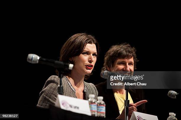 Actress Milla Jovovich and Director Paul W. S. Anderson attends the "Resident Evil : Afterlife" panel at the 2010 WonderCon - Day 2 at Moscone Center...