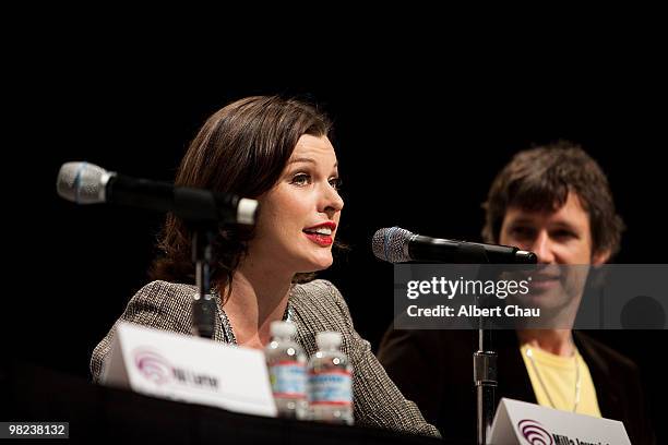 Actress Milla Jovovich and Director Paul W. S. Anderson attends the "Resident Evil : Afterlife" panel at the 2010 WonderCon - Day 2 at Moscone Center...