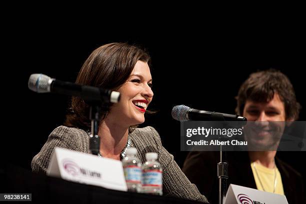 Actress Milla Jovovich and Director Paul W. S. Anderson attends the "Resident Evil : Afterlife" panel at the 2010 WonderCon - Day 2 at Moscone Center...