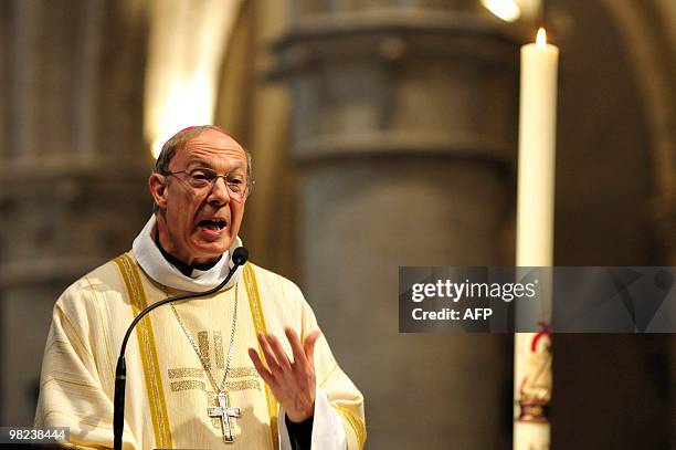 Belgium's top Roman Catholic bishop, Archbishop of Mechelen-Brussel Andre-Joseph Leonard, celebrates Easter mass in the St. Michael and St. Gudula...