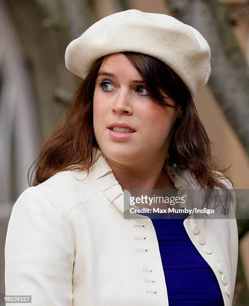 Princess Eugenie attends the traditional Easter Sunday church service at St. George's Chapel on April 4, 2010 in Windsor, England.