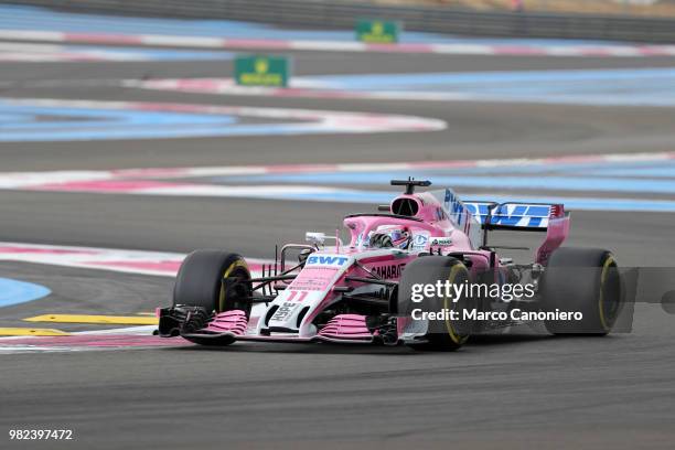 Sergio Perez of Mexico and Sahara Force India F1 Team on track during qualifying for the Formula One Grand Prix de France.