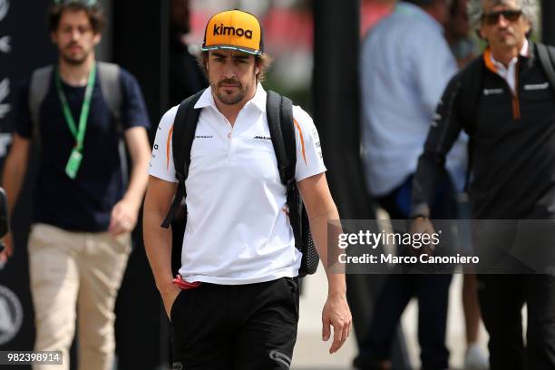 Fernando Alonso of Spain and McLaren F1 Team in the paddock during the Fomula One Grand Prix de France.