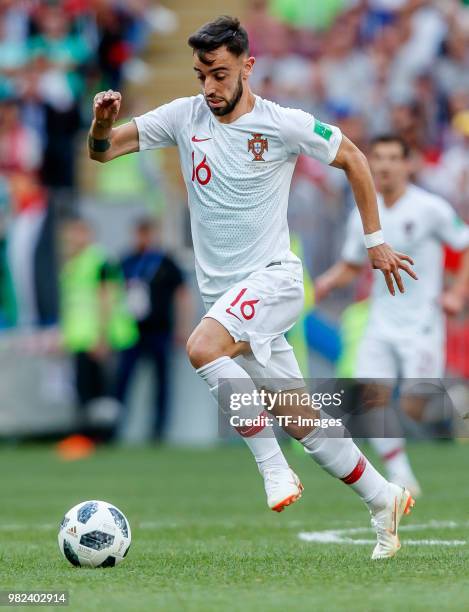 Bruno Fernandes of Portugal controls the ball during the 2018 FIFA World Cup Russia group B match between Portugal and Morocco at Luzhniki Stadium on...