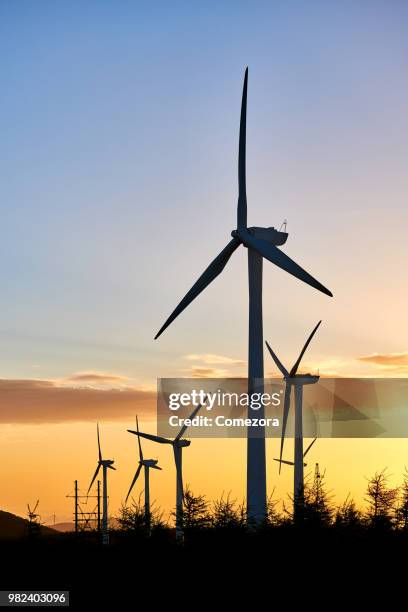 windmill & wind turbines - comezora stock-fotos und bilder