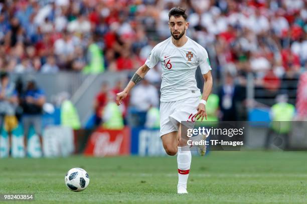 Bruno Fernandes of Portugal controls the ball during the 2018 FIFA World Cup Russia group B match between Portugal and Morocco at Luzhniki Stadium on...