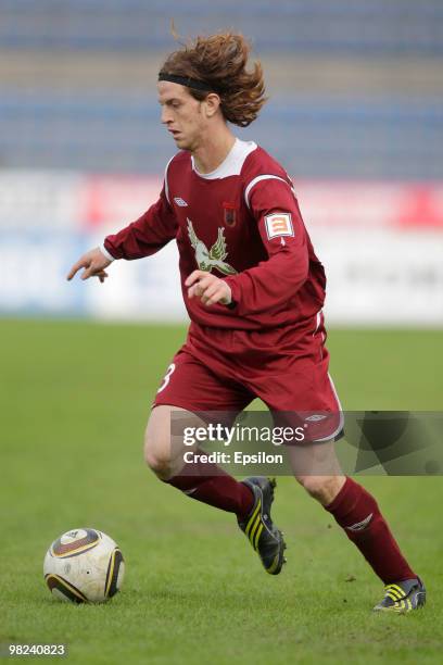 Cristian Ansaldi of FC Rubin Kazan during the Russian Football League Championship match between FC Saturn Moscow Oblast and FC Rubin Kazan at the...