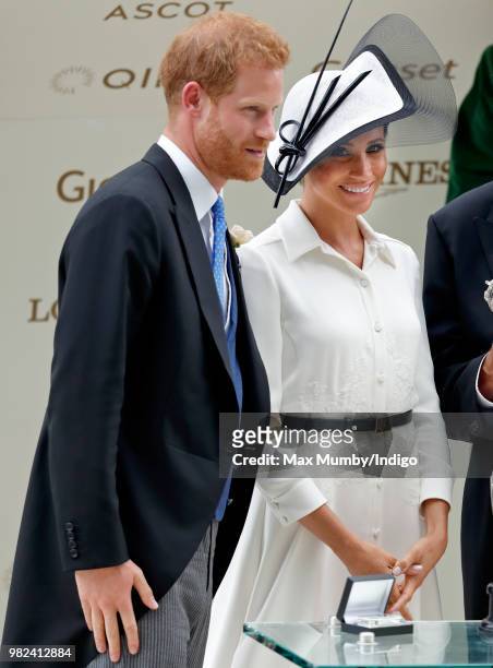 Prince Harry, Duke of Sussex and Meghan, Duchess of Sussex attend day 1 of Royal Ascot at Ascot Racecourse on June 19, 2018 in Ascot, England.