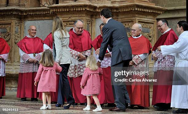 Spanish Royals Princess Leonor, Princess Letizia, Princess Sofia and Prince Felipe attend Easter Mass at Palma de Mallorca Cathedral, on April 4,...