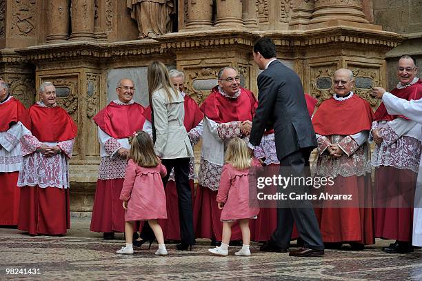 Spanish Royals Princess Leonor, Princess Letizia, Princess Sofia and Prince Felipe attend Easter Mass at Palma de Mallorca Cathedral, on April 4,...