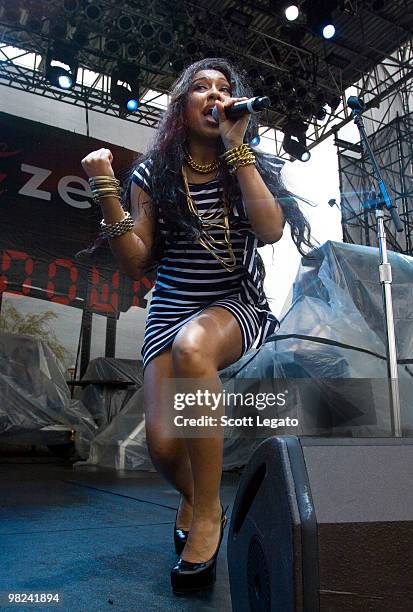 Melanie Fiona performs during day 2 of the NCAA 2010 Big Dance Concert Series at White River State Park on April 3, 2010 in Indianapolis, Indiana.