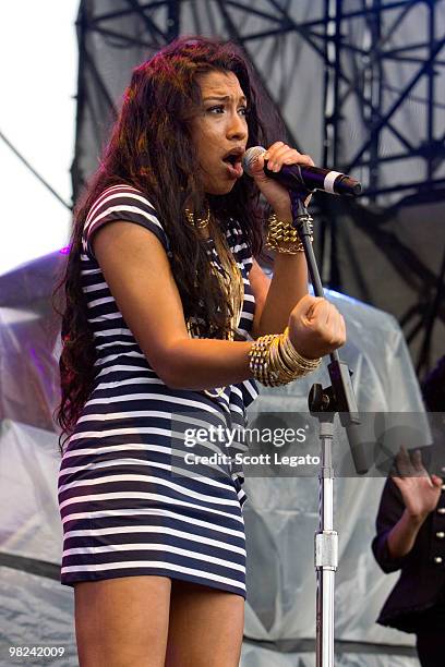 Melanie Fiona performs during day 2 of the NCAA 2010 Big Dance Concert Series at White River State Park on April 3, 2010 in Indianapolis, Indiana.