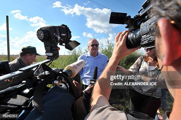 Secretary general Andre Visagie of the Afrikaner Weerstandsbeweging movement, better known as the AWB an Afrikaner Resistance Movement, speaks...