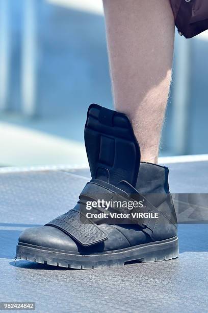 Model walks the runway during the Rick Owens Menswear Spring/Summer 2019 fashion show as part of Paris Fashion Week on June 21, 2018 in Paris, France.