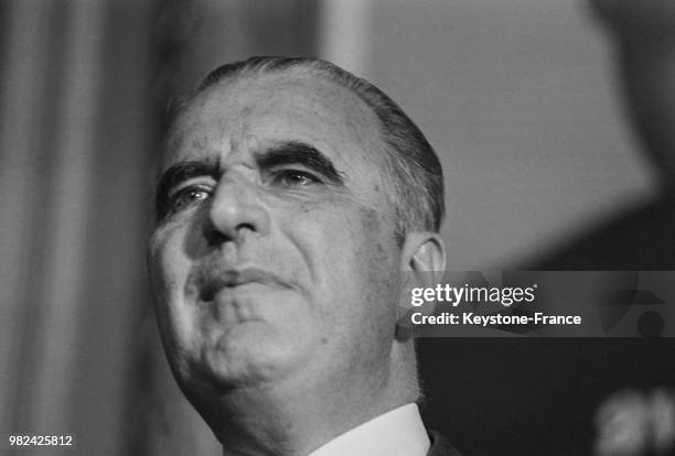 Portrait de Georges Pompidou, en campagne présidentielle, en France, en mai 1969.