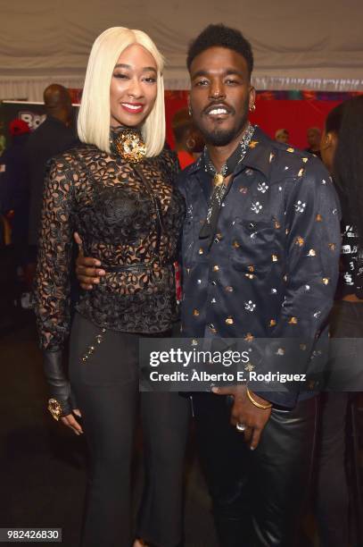 Porcelan and Luke James attend day two of the 2018 BET Awards Radio Remotes on June 23, 2018 in Los Angeles, California.