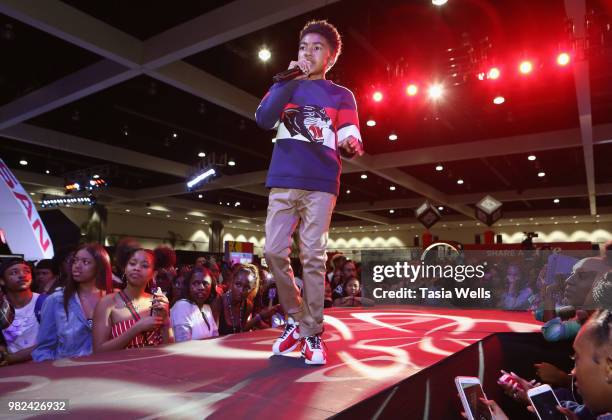 Miles Brown performs onstage at the Coca-Cola Music Studio during the 2018 BET Experience at the Los Angeles Convention Center on June 23, 2018 in...