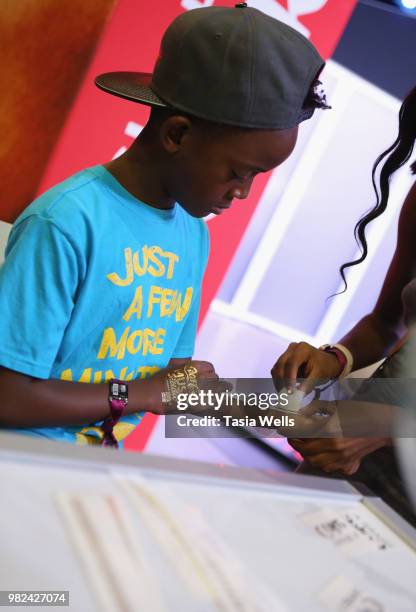 View of atmosphere at the Coca-Cola Music Studio during the 2018 BET Experience at the Los Angeles Convention Center on June 23, 2018 in Los Angeles,...