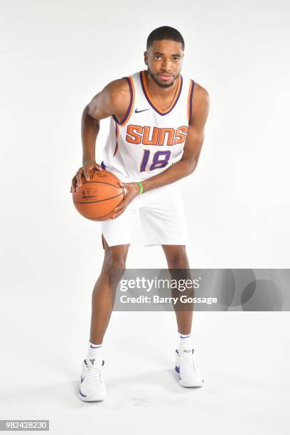 Draft pick Mikal Bridges poses for a portrait at the Post NBA Draft press conference on June 22 at Talking Stick Resort Arena in Phoenix, Arizona....