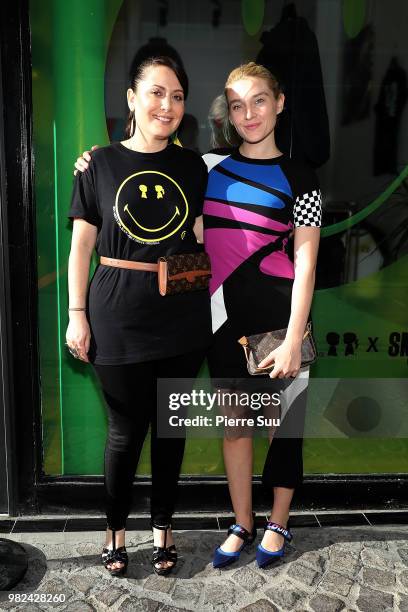 Jackie Swerz and Stacy Igel attend the Boy Meets Girl - Black Label X Smiley Original as part of Paris Fashion Week on June 23, 2018 in Paris, France.